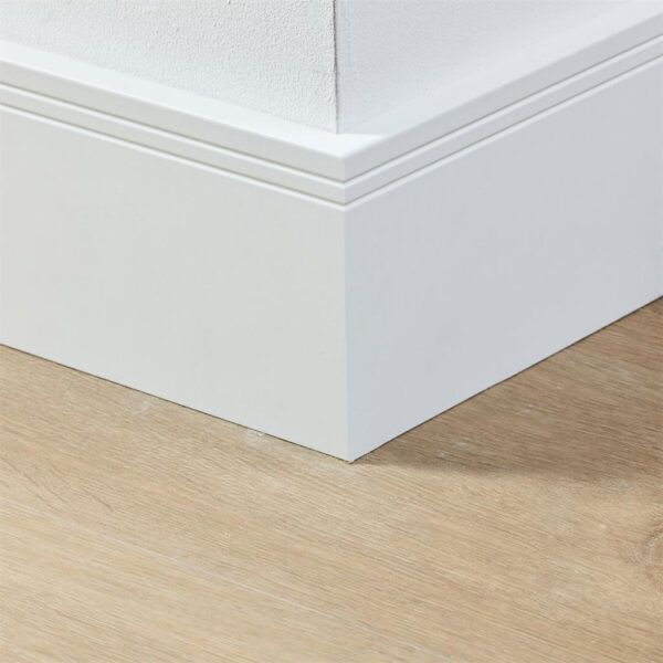Stijlplint Milaan Wit 9010 gelakt 12 cm.
